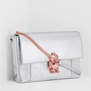 Ted Baker London robot clasp cross-body bag - silver with rose gold accents